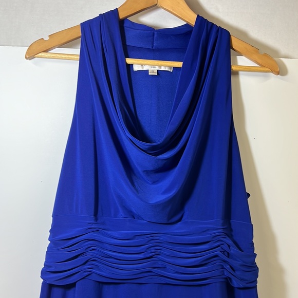 Evan Picone Royal Blue Cowl Neck Sleeveless Drape Waist Dress SZ 16 - Picture 3 of 11